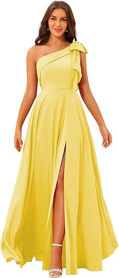 One-Shoulder Bow Tie Evening Dress