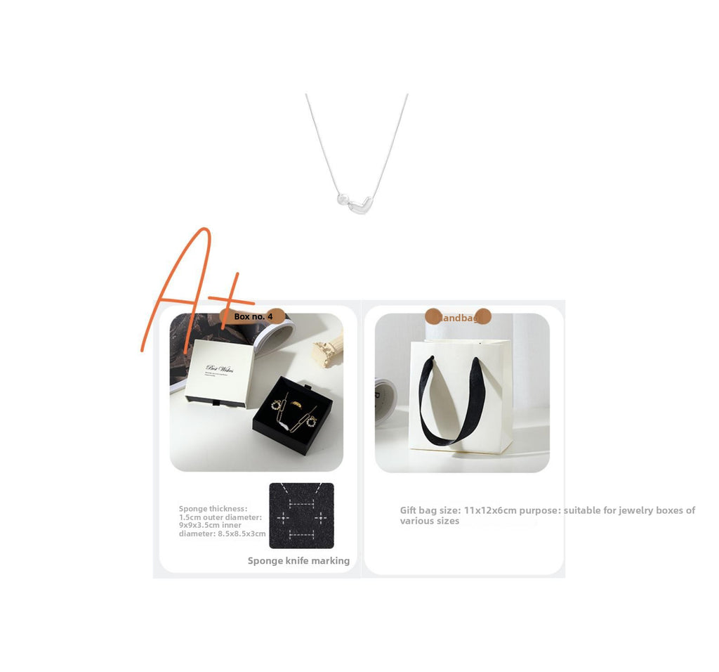 Heart Bead Silver Necklace for Women