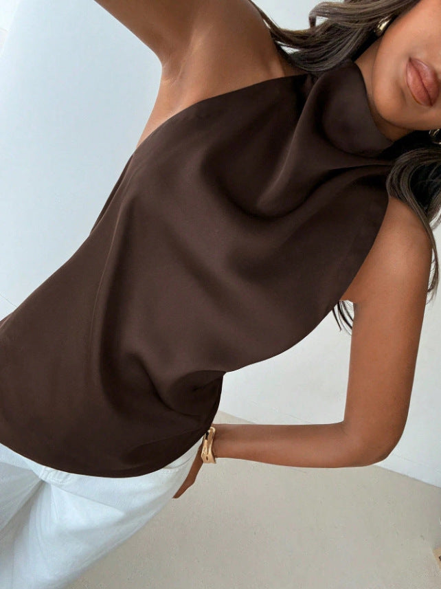 Solid-color fashion top