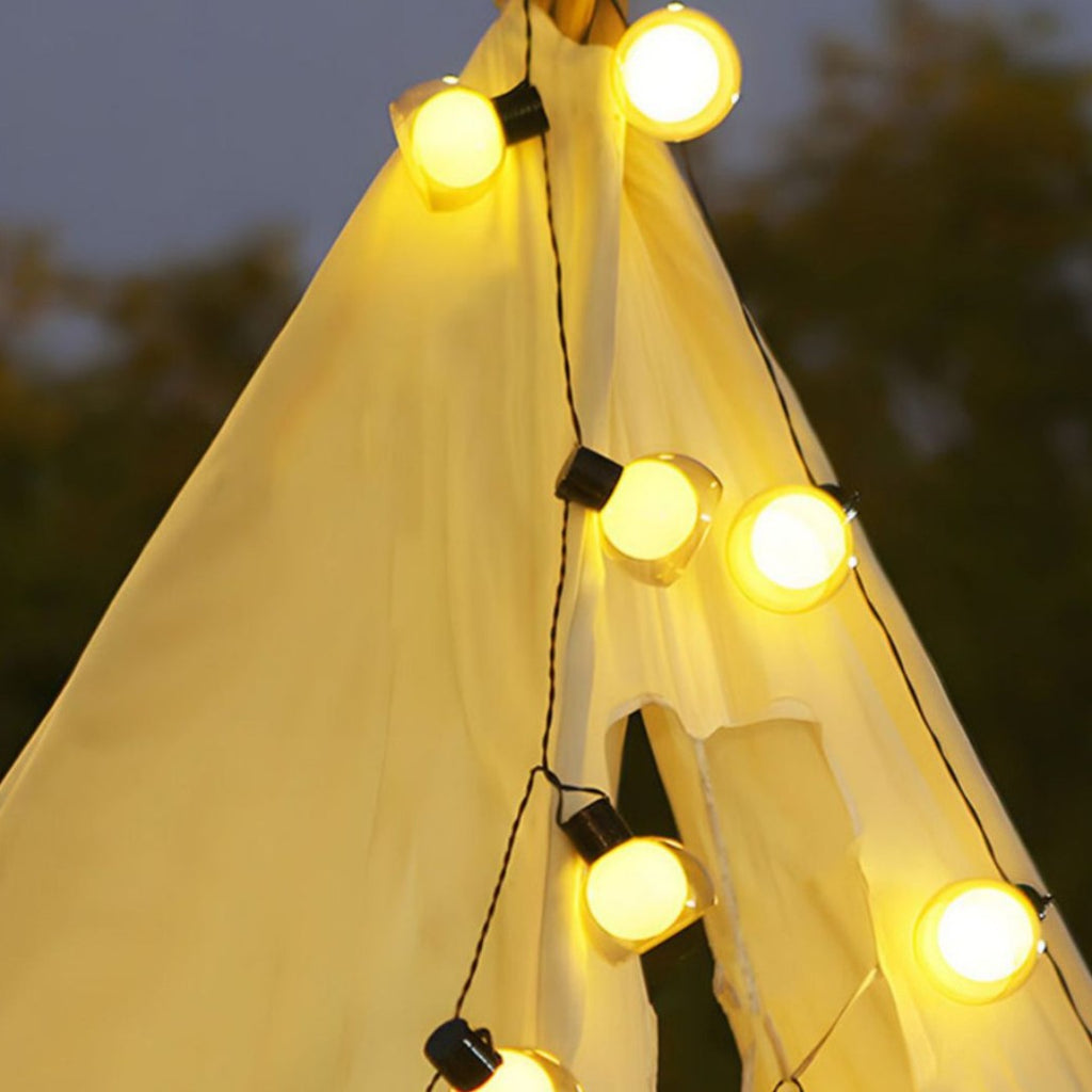 Tent canopy ambiance string lights for weddings