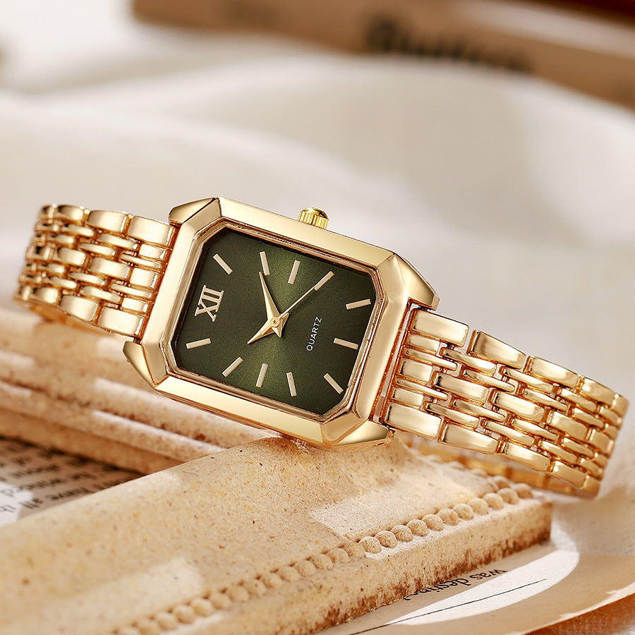 Women Fashion Square Quartz Wristwatch Stainless Steel Band Light Luxury