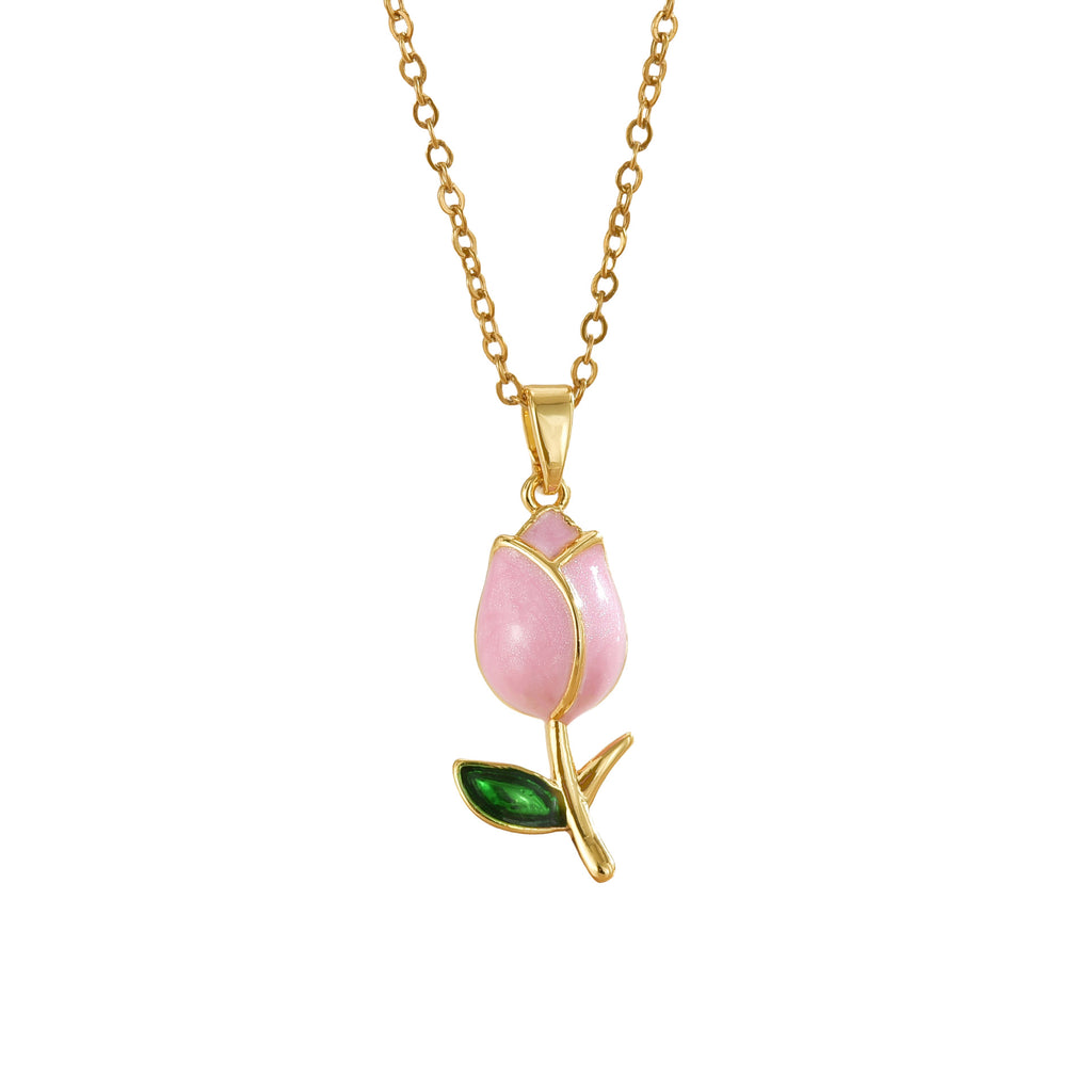 Tulip Flower Design Titanium Steel Necklace