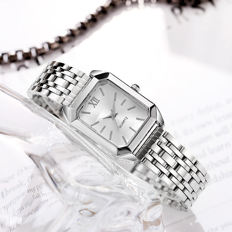 Women Fashion Square Quartz Wristwatch Stainless Steel Band Light Luxury