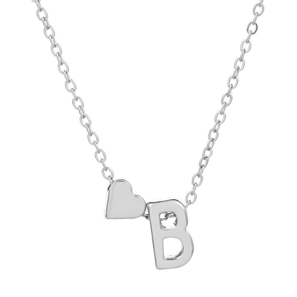 Heart Letter Necklace and Bracelet Set