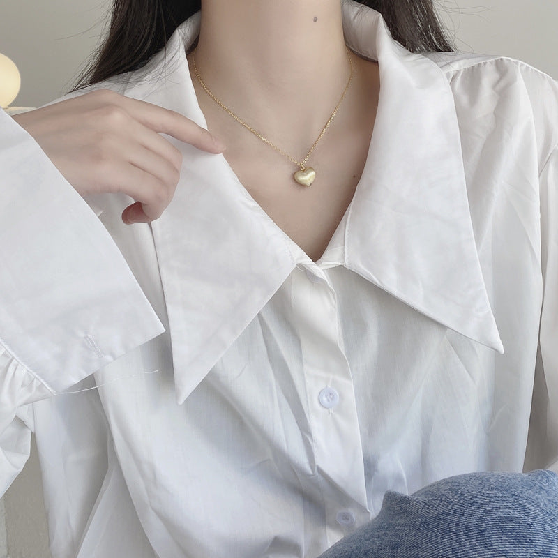 Korean Style Heart Necklace 925 Sterling Silver