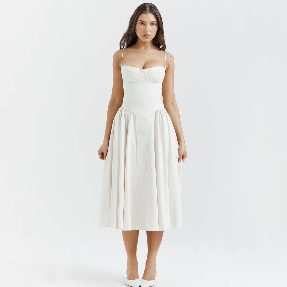 Suspender Mid-Length Dress with Chest Support