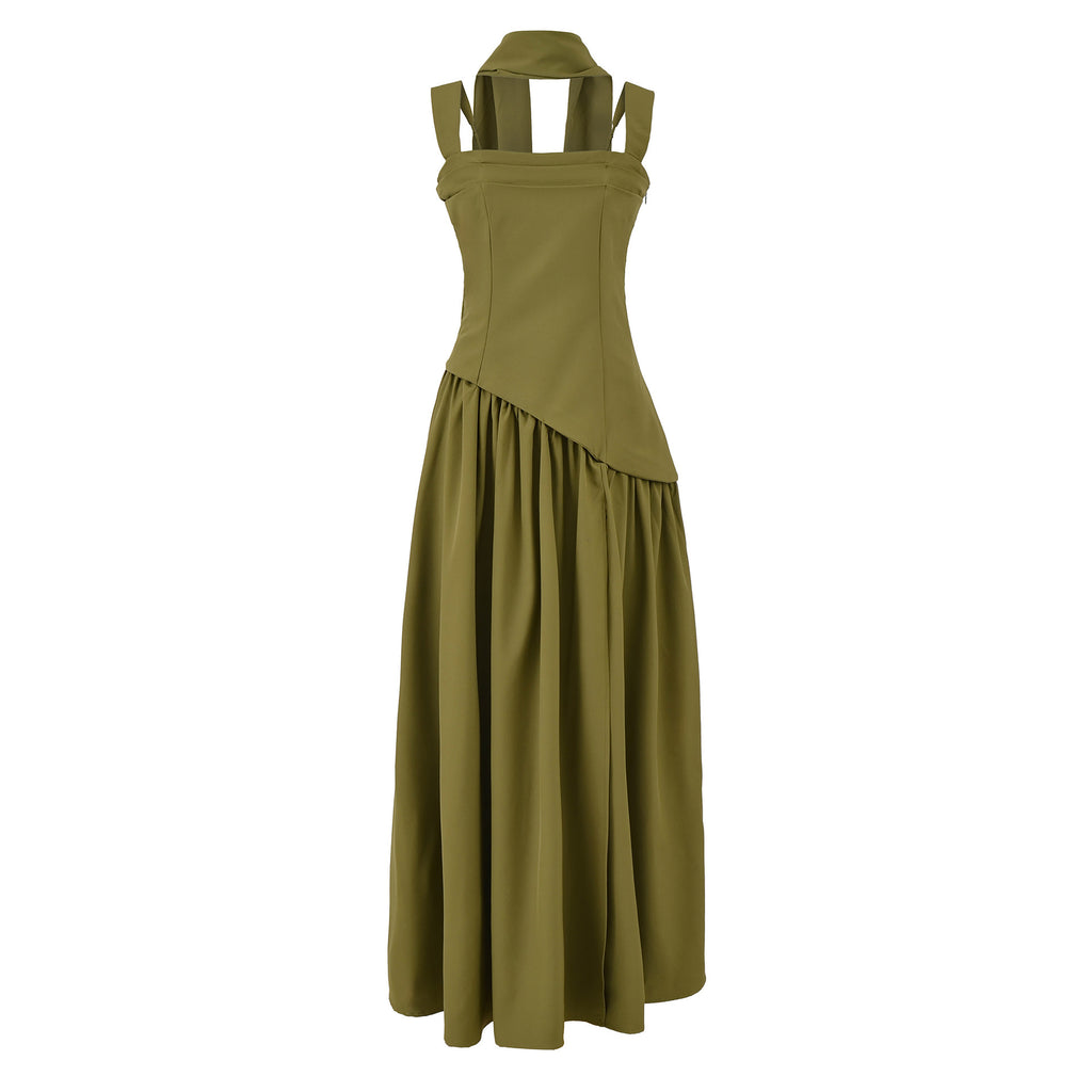 Irregular Hem Waist-Cinching Straps Dress