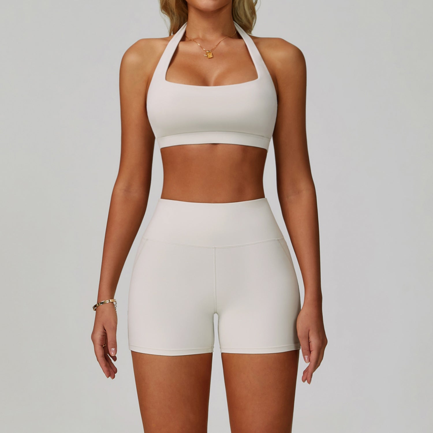 Womens Backless Yoga Fitness Set High-Intensity Sportswear