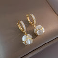 Cat's Eye Stone Geometric Metal Ear Buckle Earrings for Women