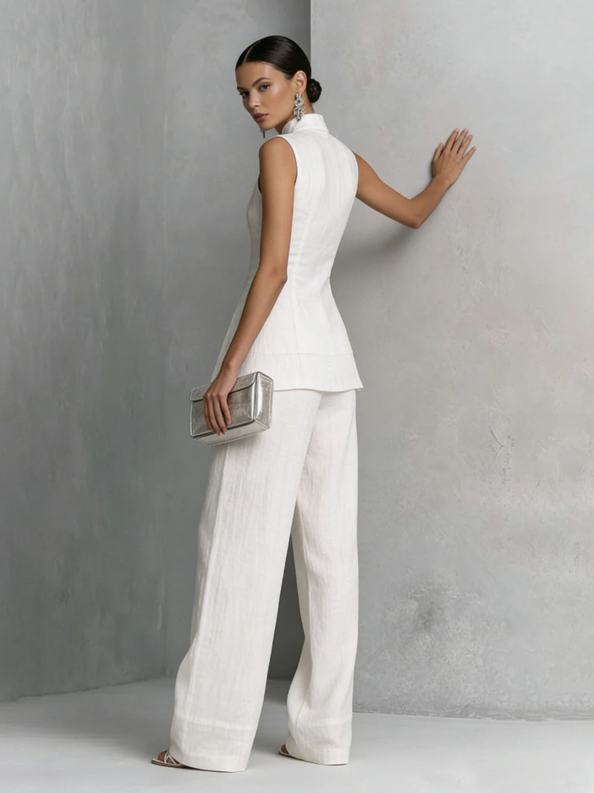 Drapey Sleeveless Top and Long Pants Set
