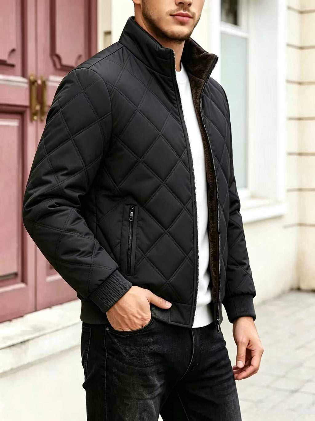 Men's Thickened Stand Collar Padded Jacket Winter Warm Loose Coat