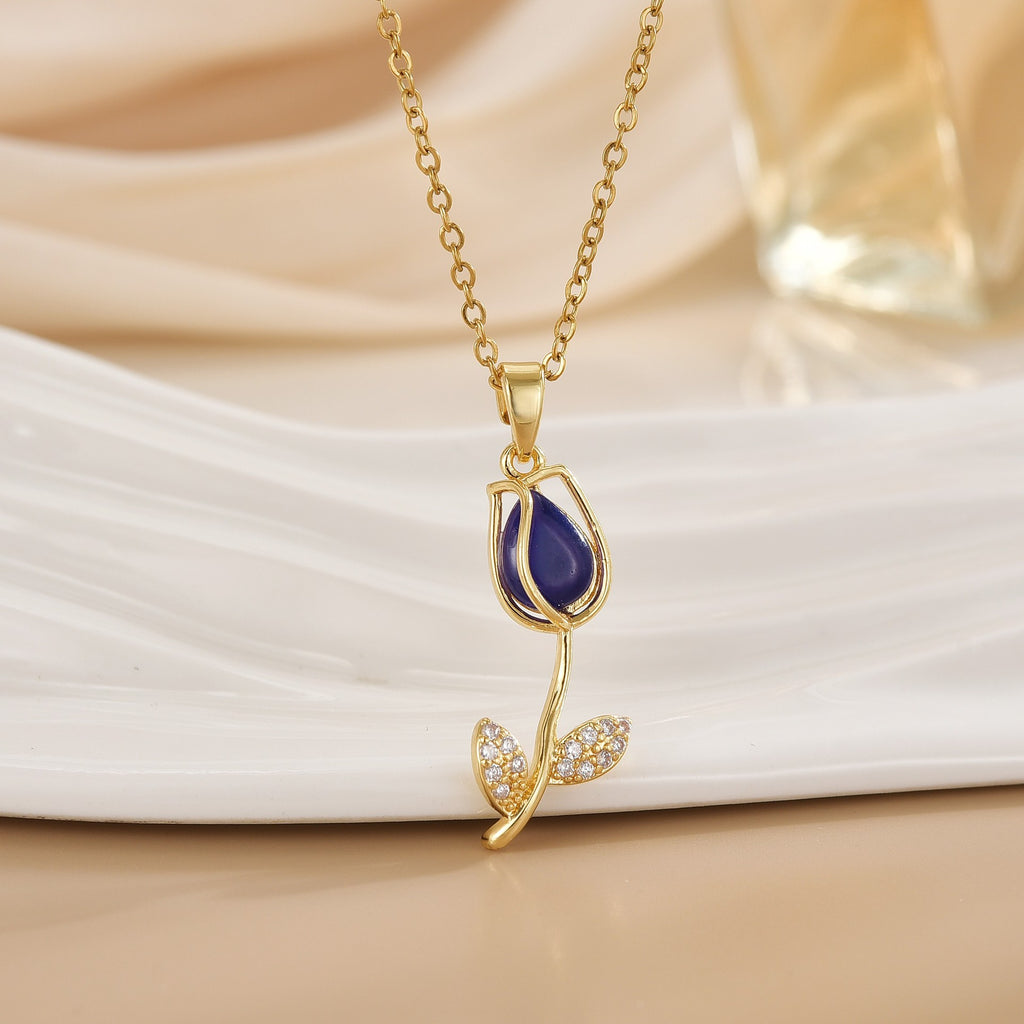 Tulip Flower Design Titanium Steel Necklace