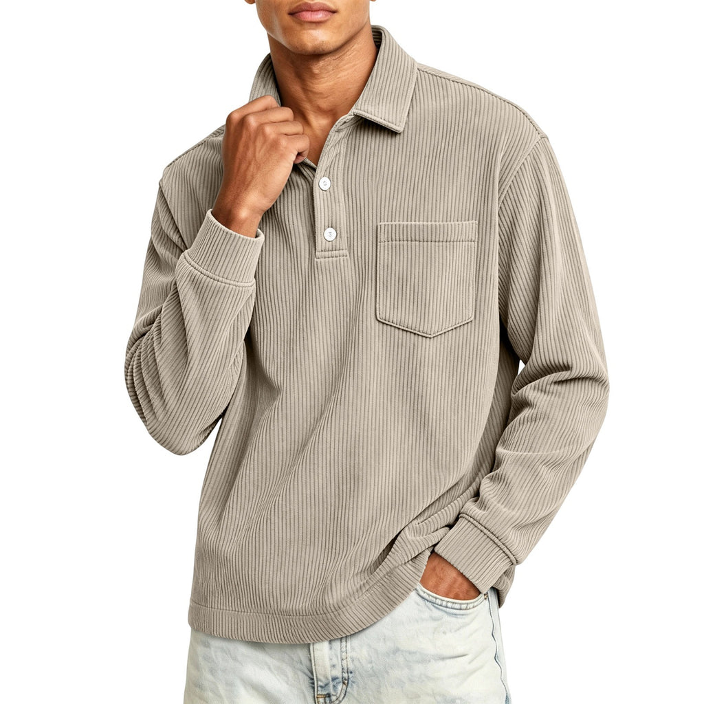 Men's Corduroy Shirt Long Sleeve Button Down Top