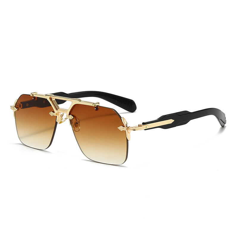 Metal Double Beam Large Frame UV Protection Sunglasses
