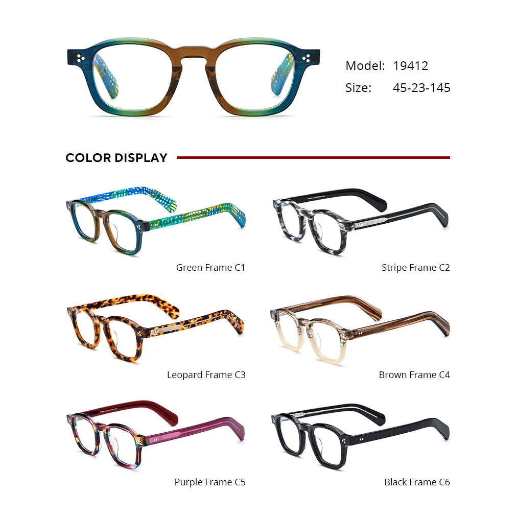 Retro Square Acetate Eyeglass Frames