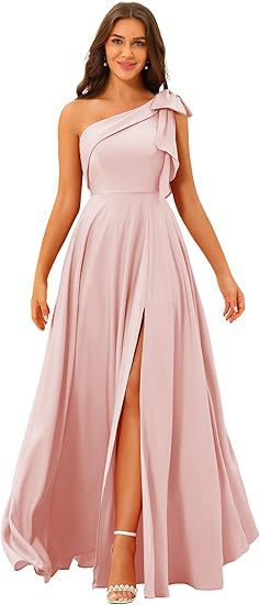 One-Shoulder Bow Tie Evening Dress