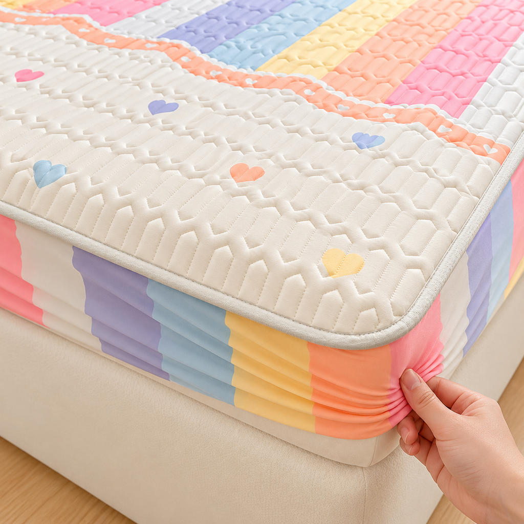 Quilted Printed Fitted Mattress Cover Set