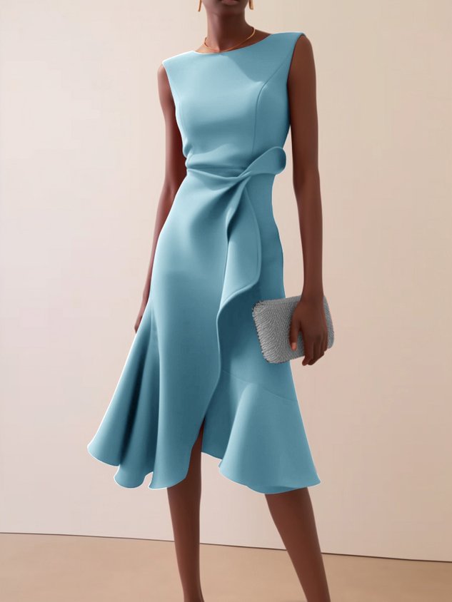 Sleeveless Round Neck Elegant Dress