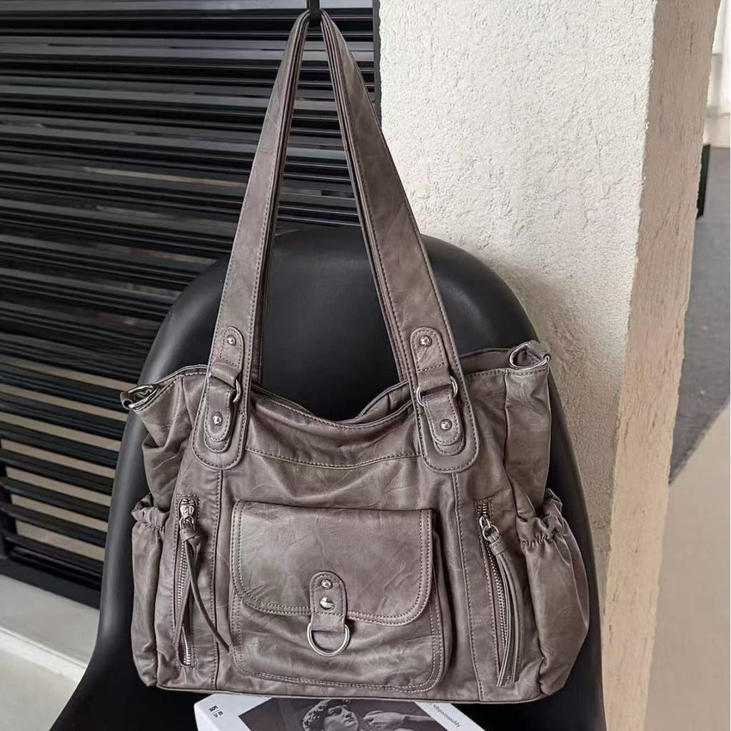 Vintage Washed Single Shoulder Tote Bag