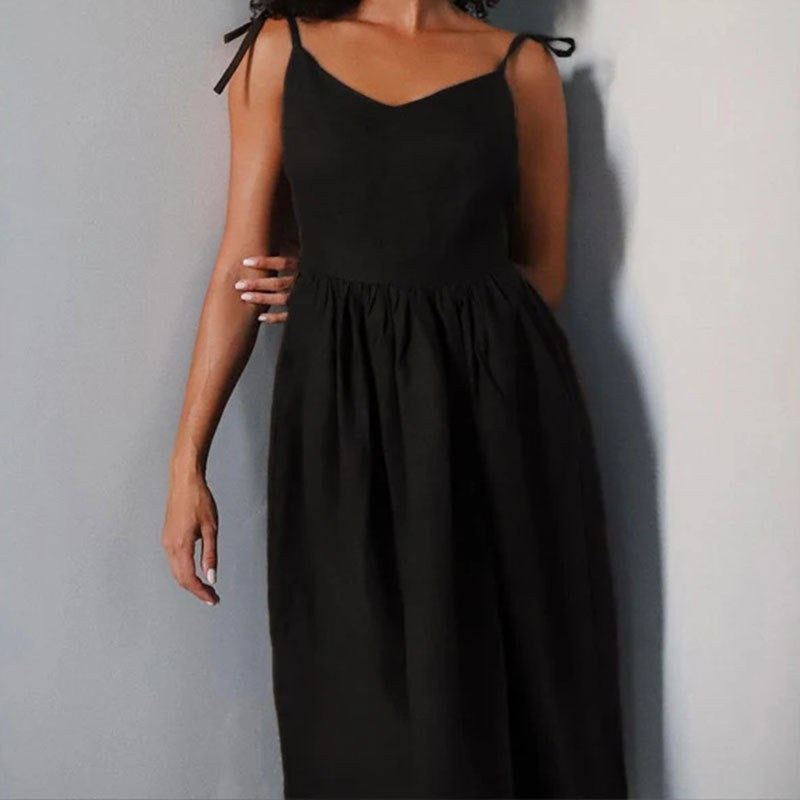 Womens Backless V-Neck Dress