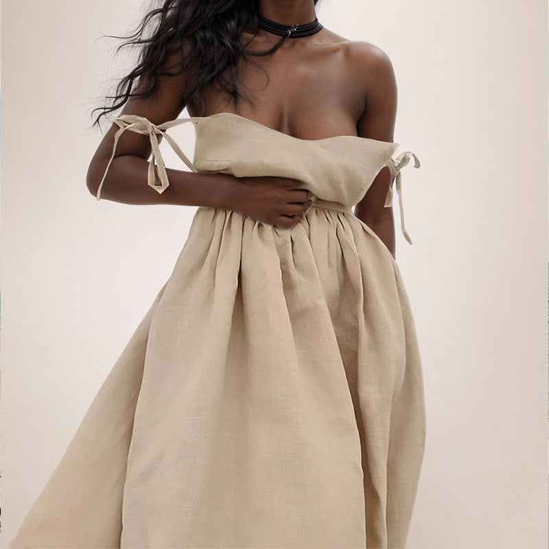 Womens Backless V-Neck Dress