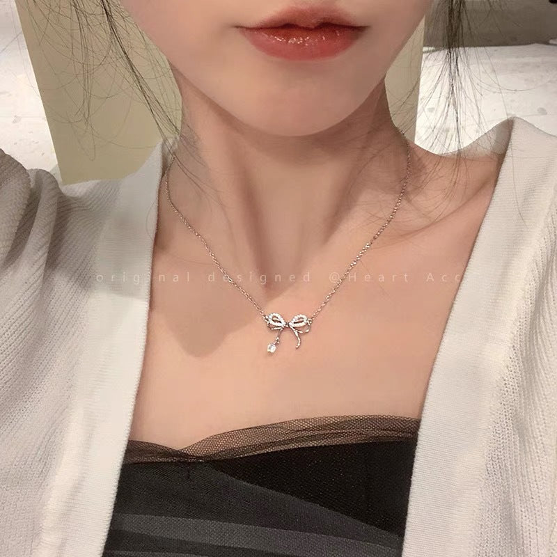 Zircon Bow Necklace for Women
