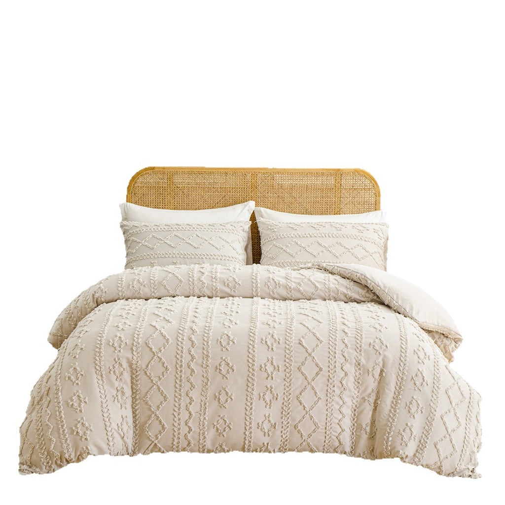 Brushed Solid Color Tufted Bohemian Bedding Set