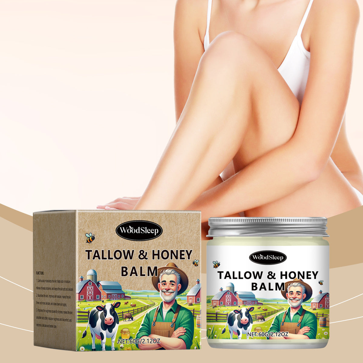 Woodsleep Beef Tallow Honey Skin Moisturizing Cream