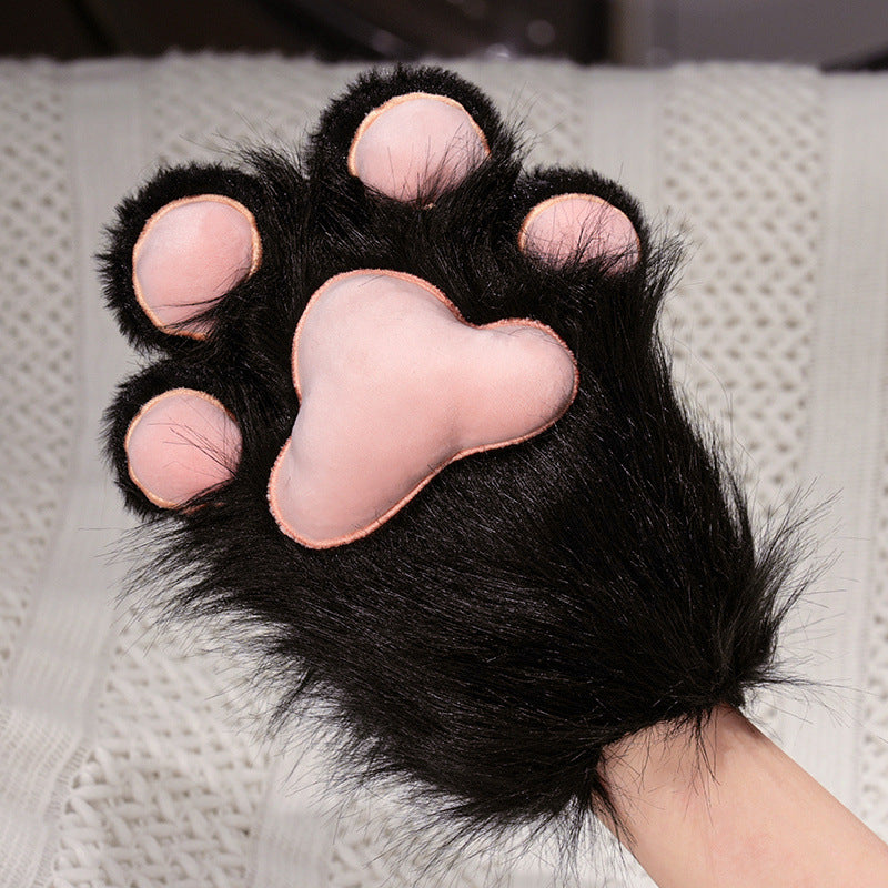 Kawaii Cat Paw Thickened Plush Winter Gloves and Wings Costume Accessories Set