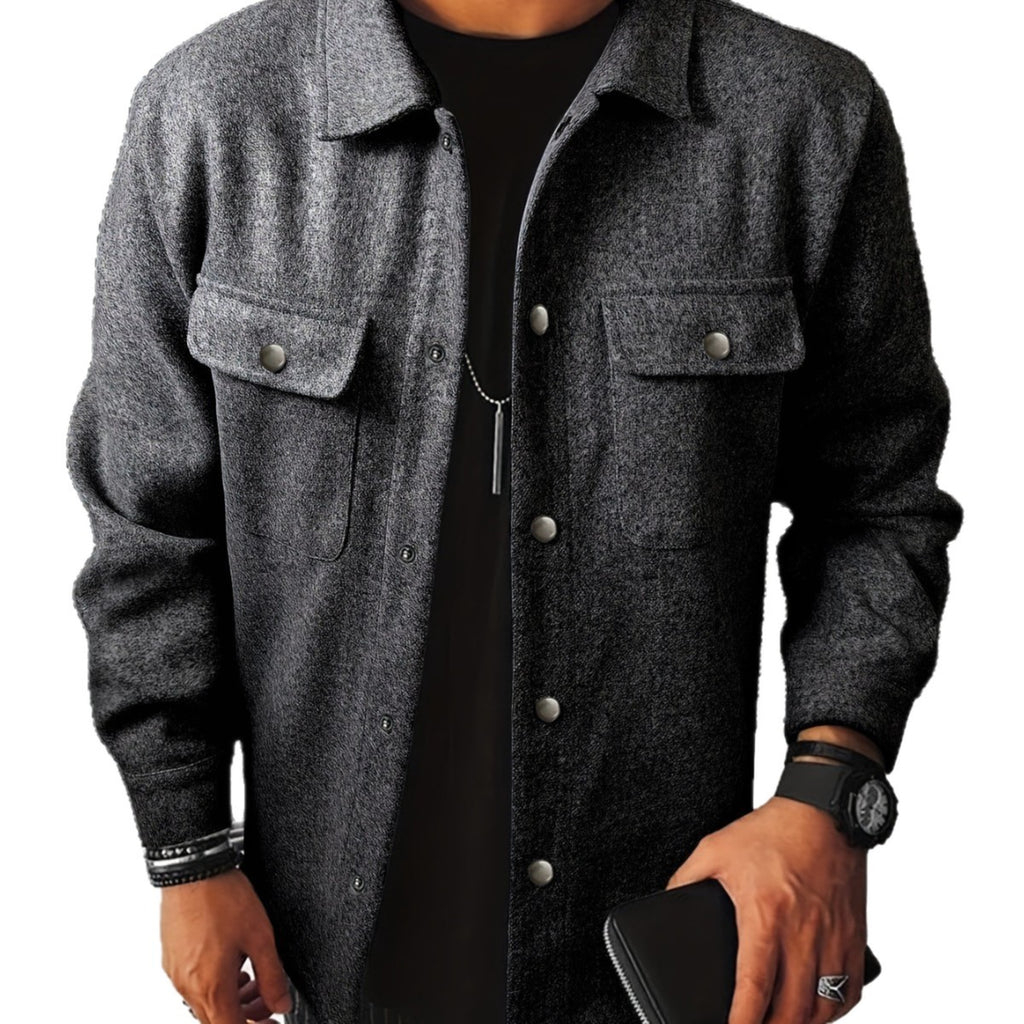Men's Brushed Polyester Lapel Windproof Casual Jacket