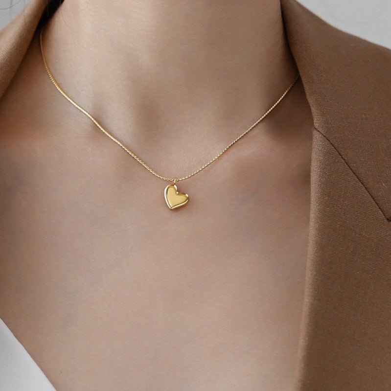 Titanium Steel Heart-Shaped Necklace for Women Fashion Heart Pendant Necklace