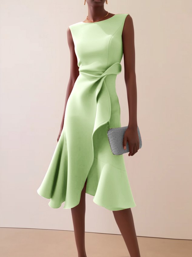Sleeveless Round Neck Elegant Dress