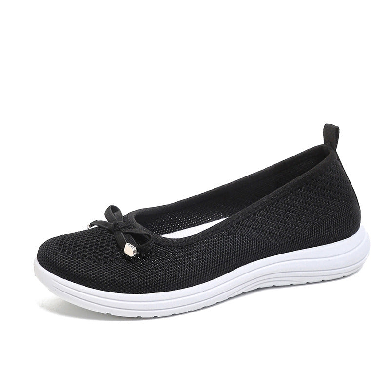 Women's breathable mesh bow platform shoes