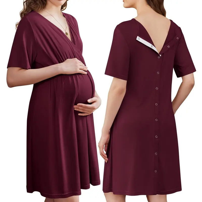 Loose V-Neck Short Sleeve Dress