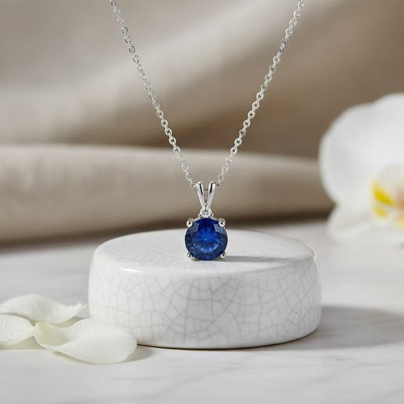 Colored Zircon and Diamond Pendant