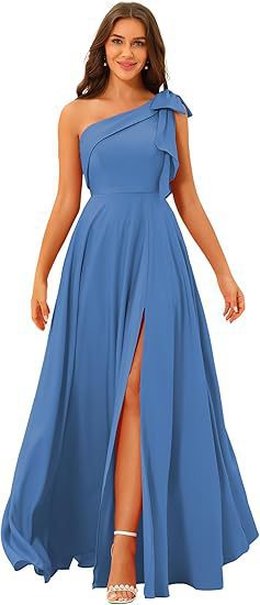 One-Shoulder Bow Tie Evening Dress