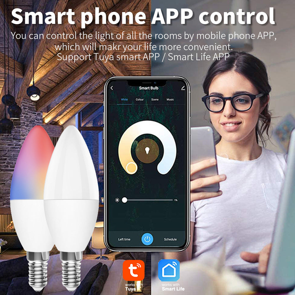 WiFi Voice Control Smart LED Bulb E14 RGBCW