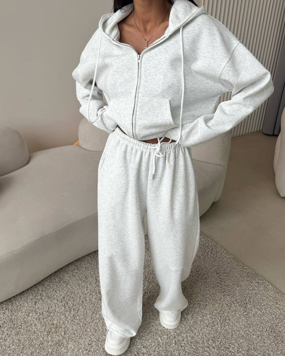 Womens Long Sleeve Hooded Sweatshirt and Trousers Set