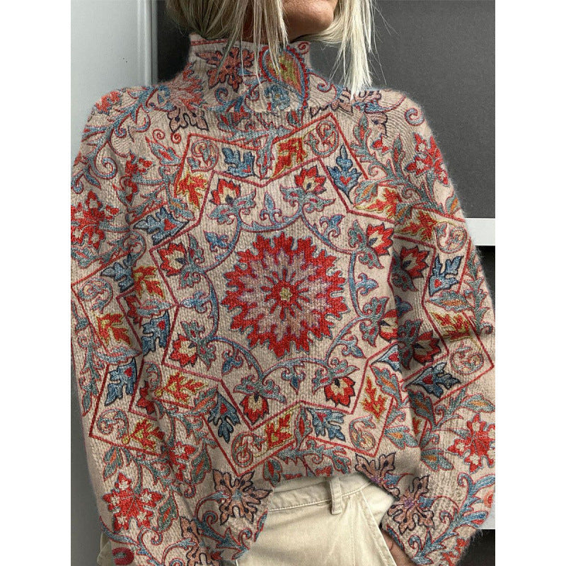 Women's pullover printed loose-fitting casual top