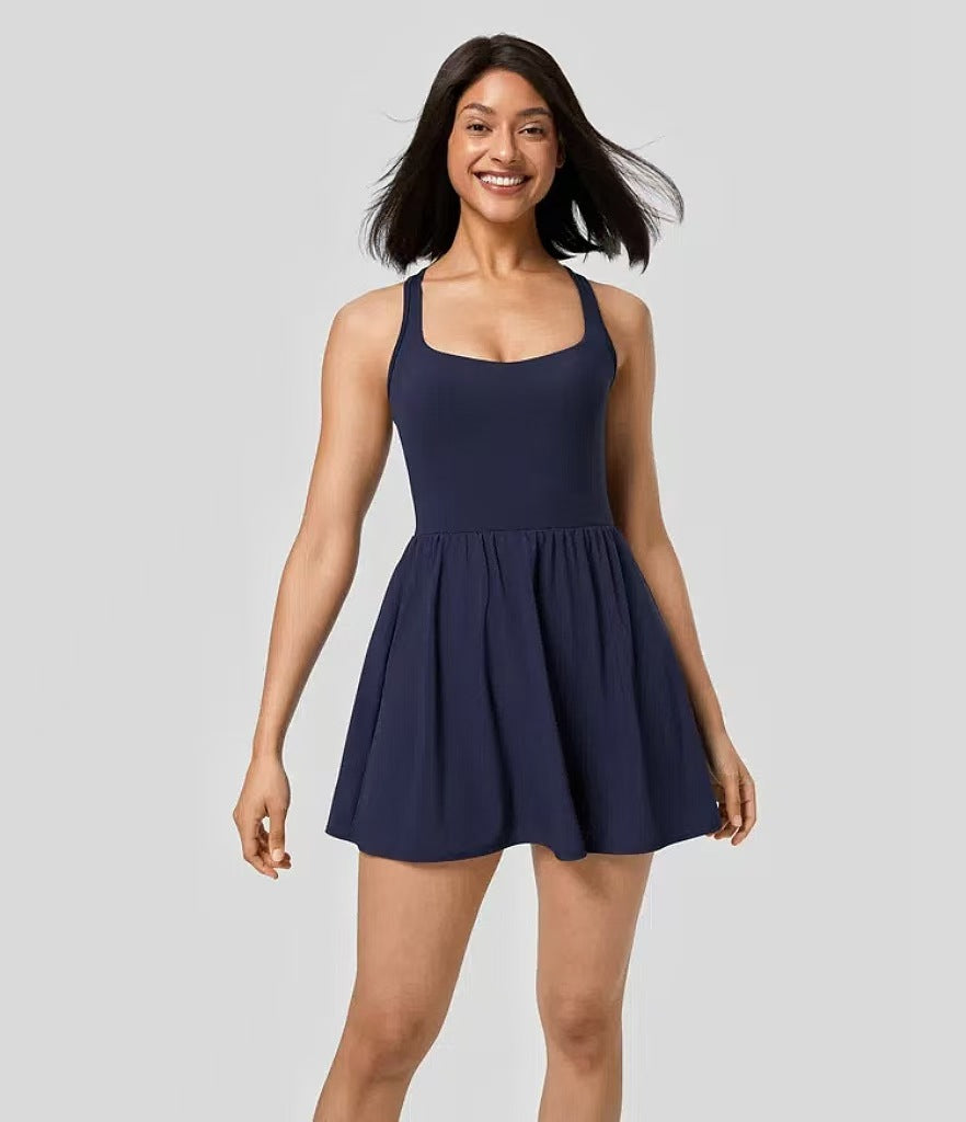 Women's Sleeveless Sports Dress with Chest Pad