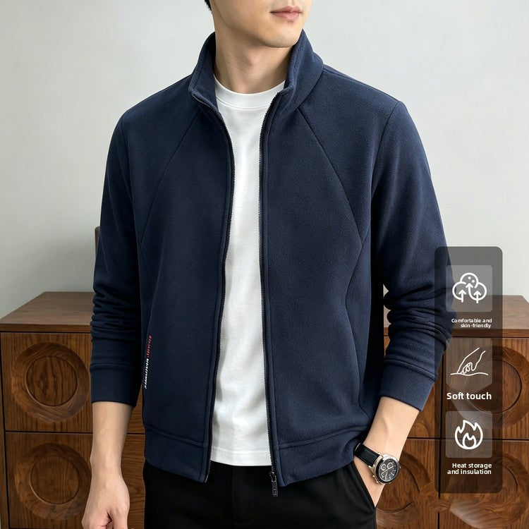 Zippered stand-up collar spring/autumn casual versatile grey coat