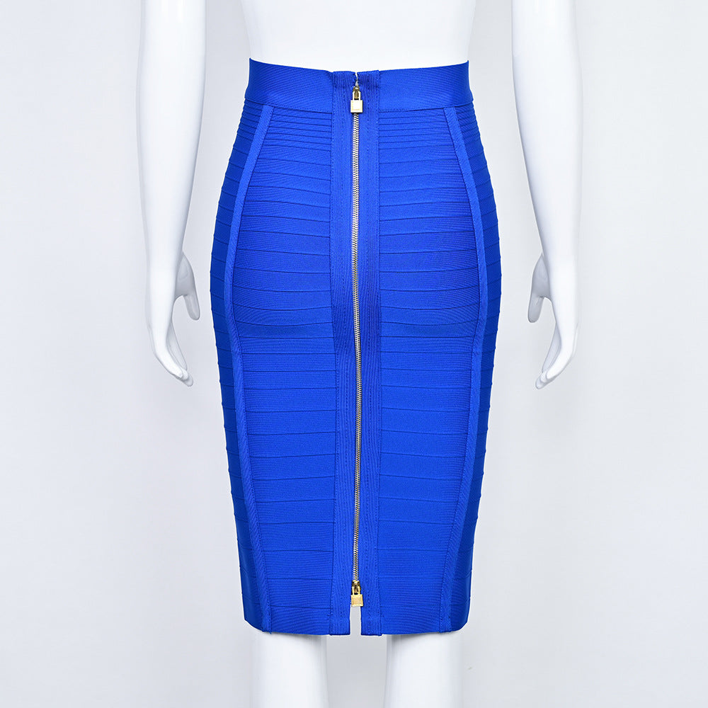 Striped Bandage High-Waisted Slimming Skirt