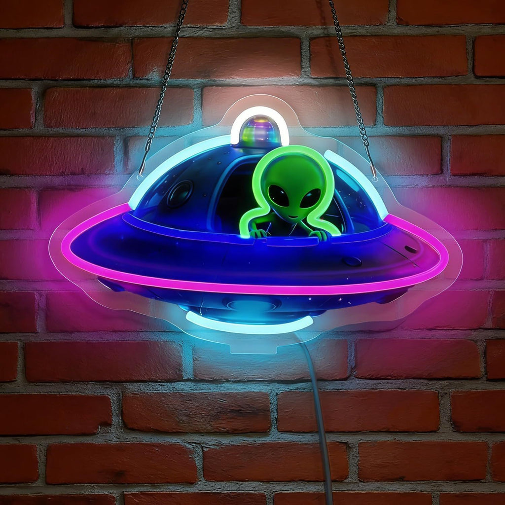 Alien UFO LED Neon Sign Light for Bedroom Game Room Bar Party Decoration