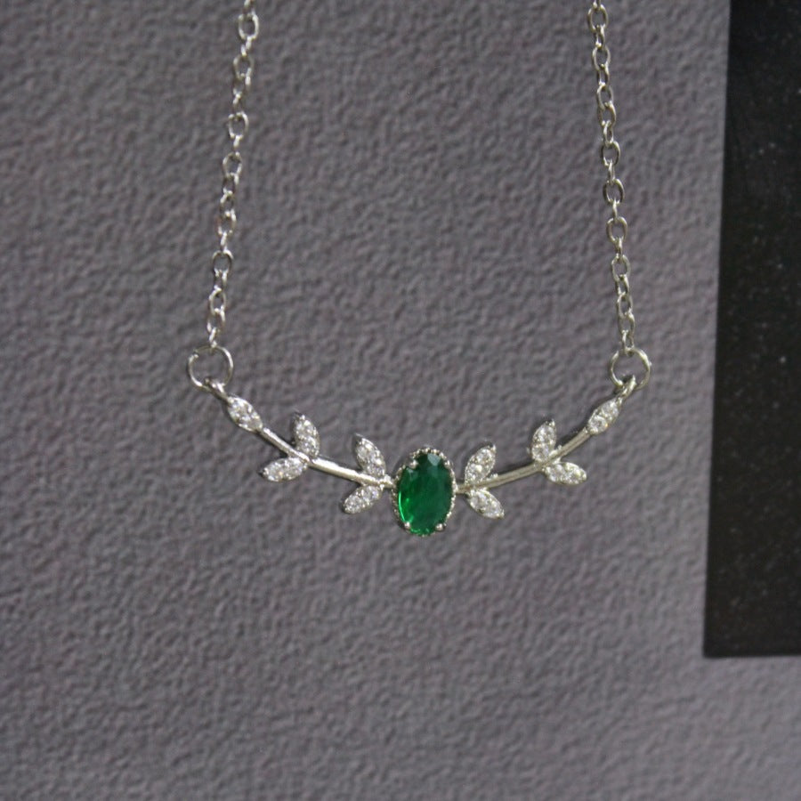 Zircon Branch Necklace with Copper Pendant