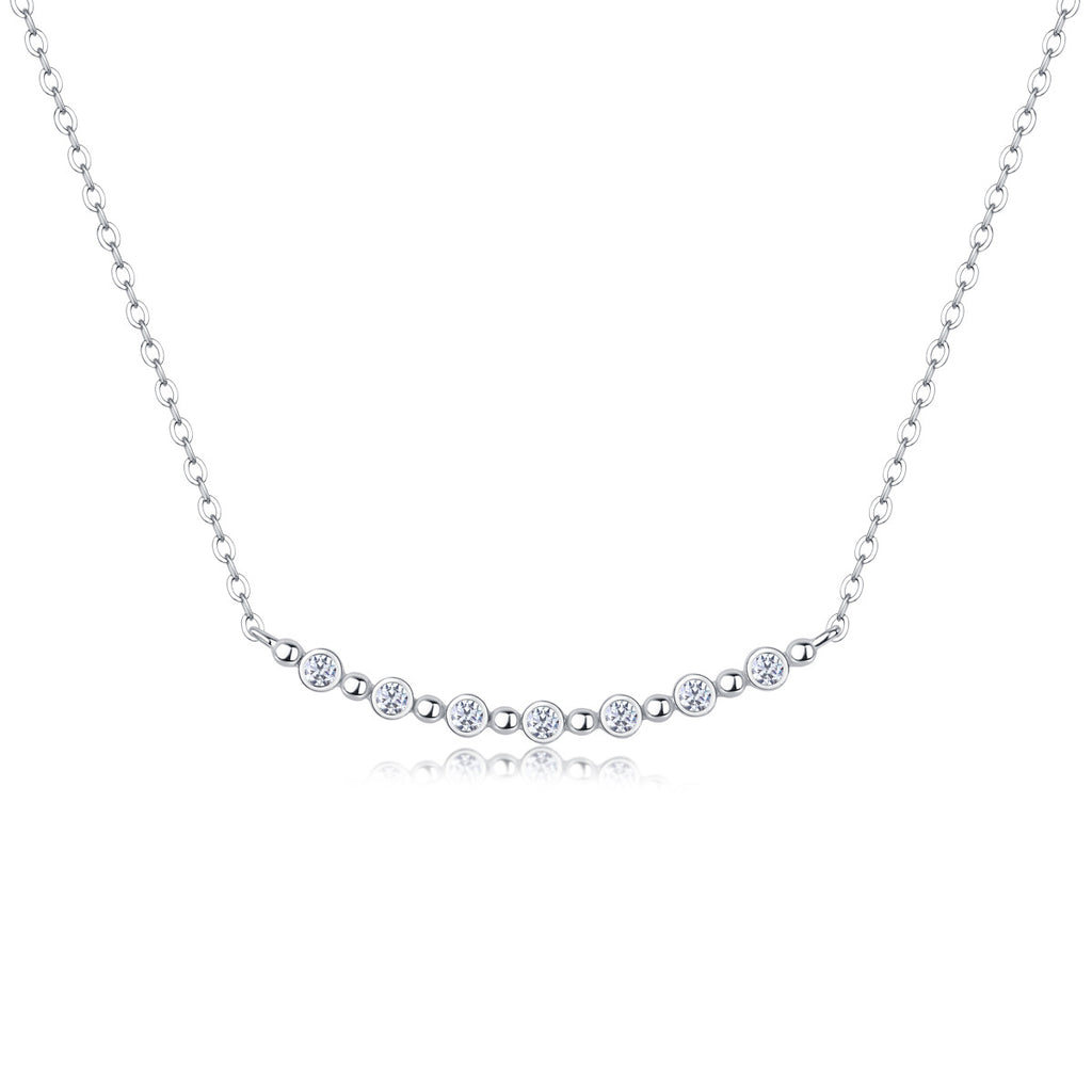 Sterling Silver Moissanite Geometric Pendant Necklace