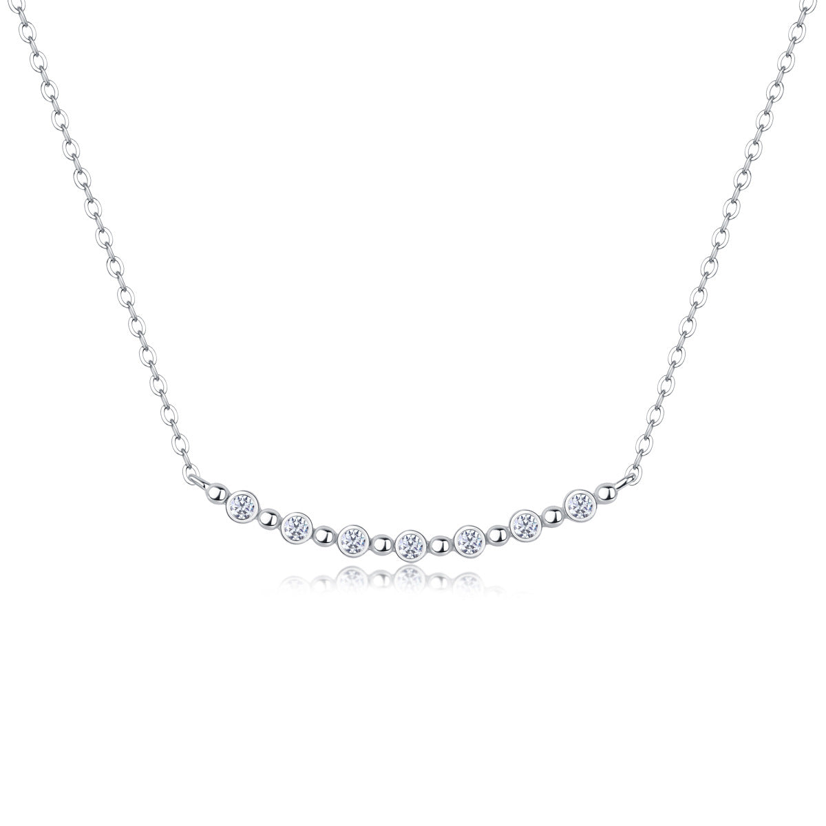 Sterling Silver Moissanite Geometric Pendant Necklace
