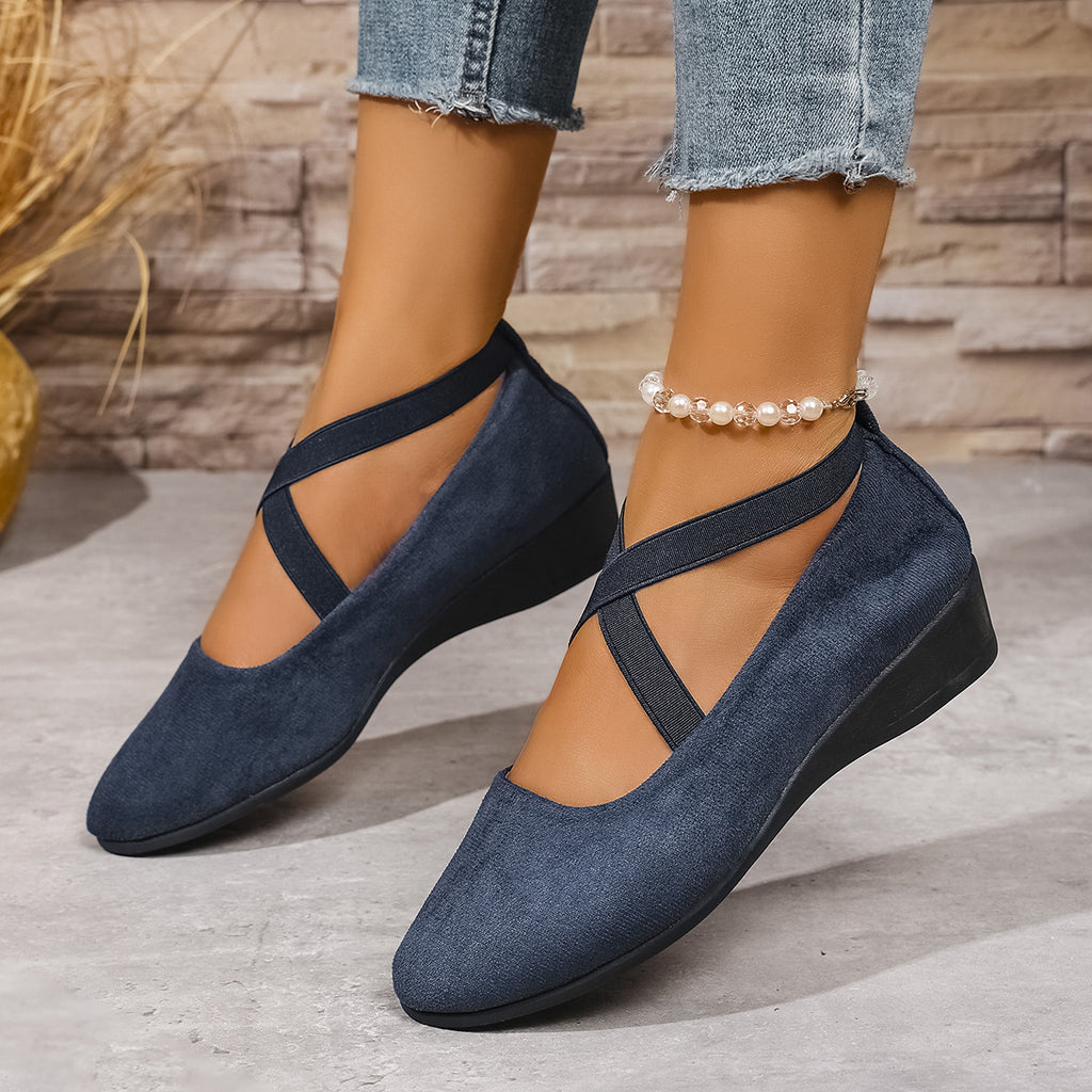 Women's Pointed Toe Suede Wedge Heel Casual Single Shoes