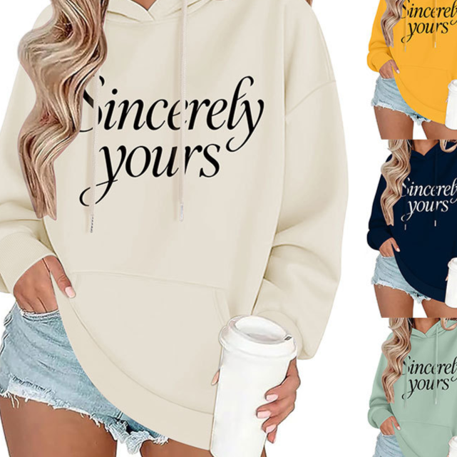 Womens Pure Cotton Loose Fit Printed Hooded Sweatshirt