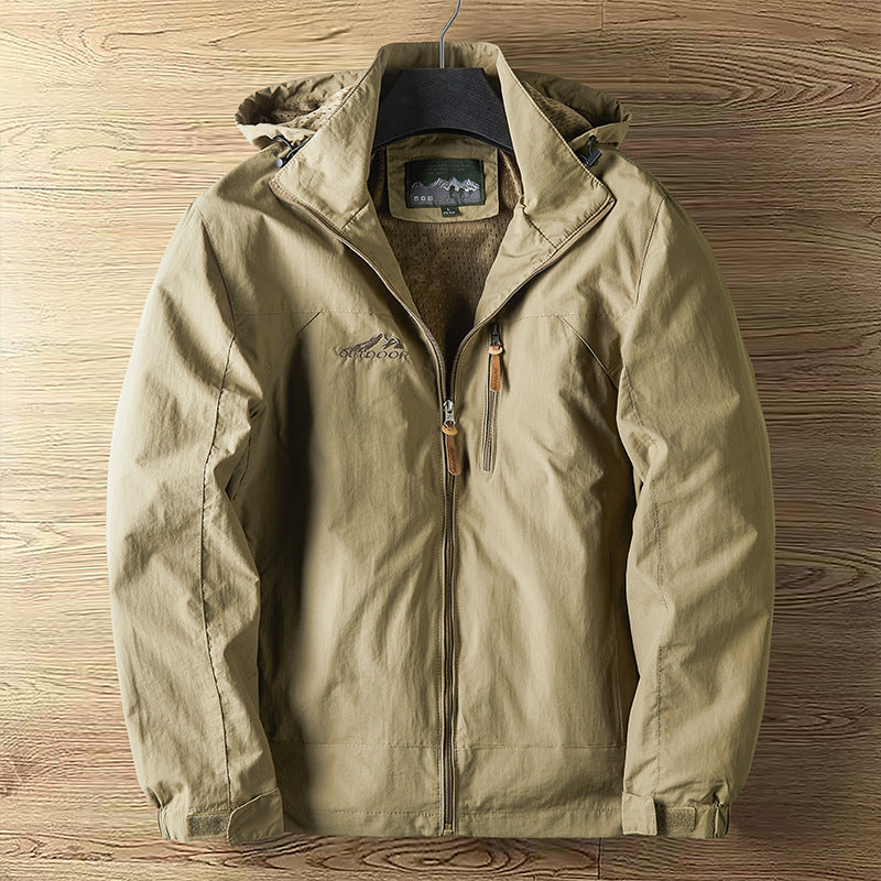 Men Windproof Waterproof Outdoor Jacket Detachable Hood