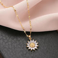 Vintage Sunflower Pendant Titanium Steel Necklace for Women